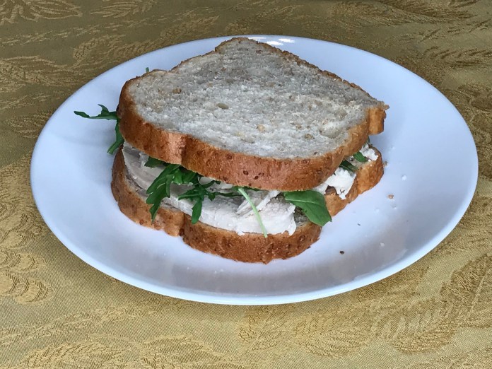 Poached chicken sandwich